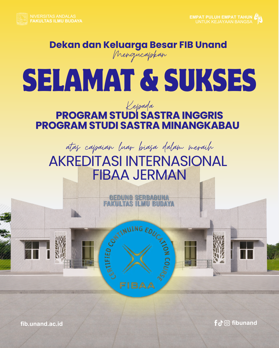 Program Studi FIB Unand Kembali Raih Akreditasi Internasional FIBAA Jerman