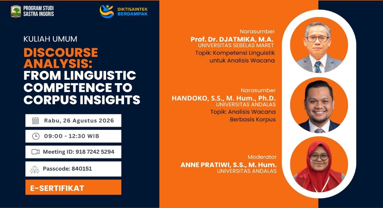 Program Studi Sastra Inggris Fib Unand Selenggarakan  Kuliah Umum Bertema Discourse Analysis 